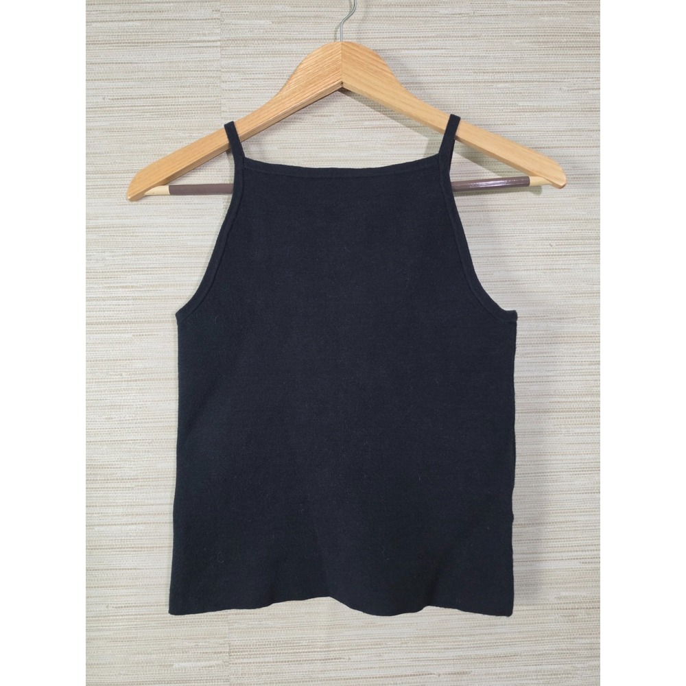 Madewell Tank Top Womens XS Black Stretch Square Neck Spaghetti Strap Pullover